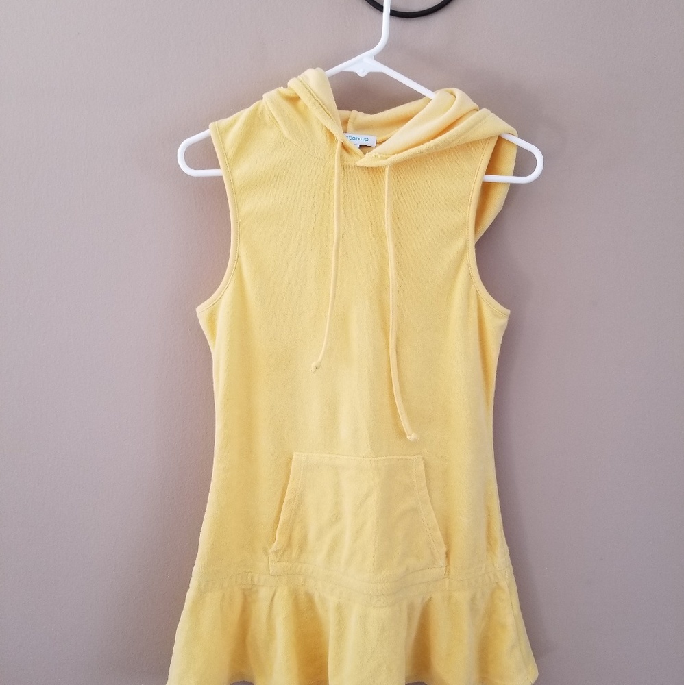 Yellow Velour Hooded Swimsuit Coverup
